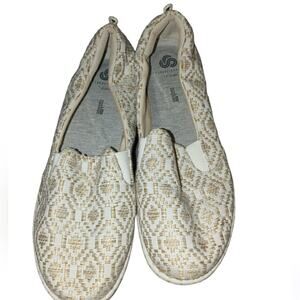 Cloudsteppers by Clarks Shoes Women's 7.5 M Soft Gold Canvas Comfort Loafer